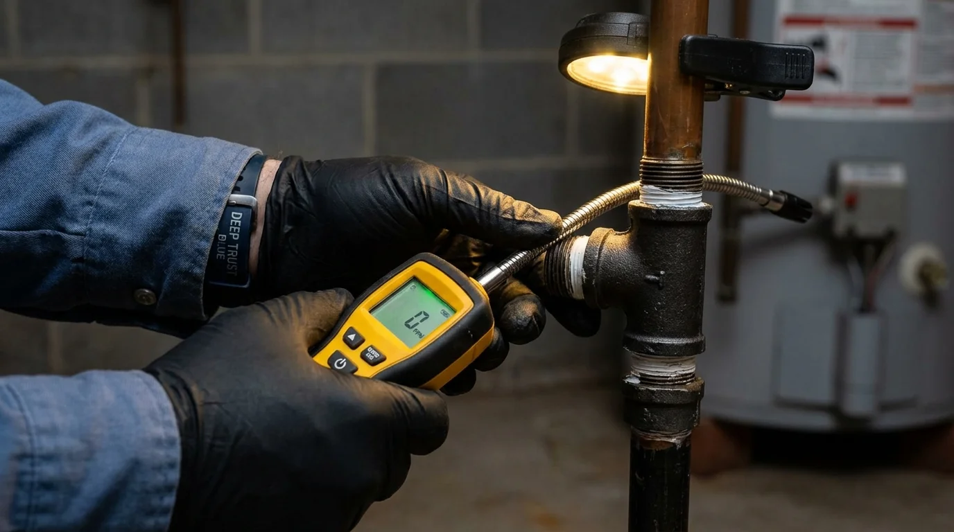 Gas leak detection with electronic sniffer by Johns Plumbing LLC in Secaucus
