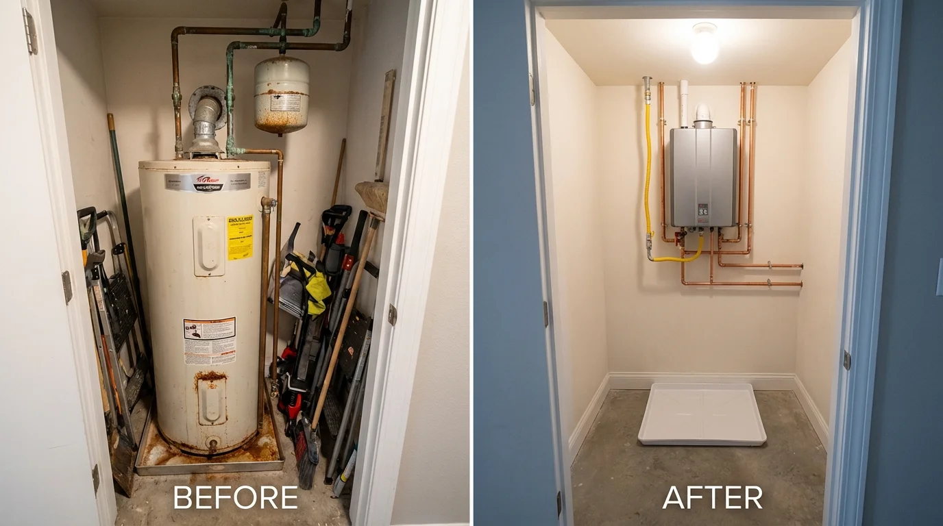 Tank water heater versus wall-mounted tankless unit comparison for Secaucus, NJ homeowners